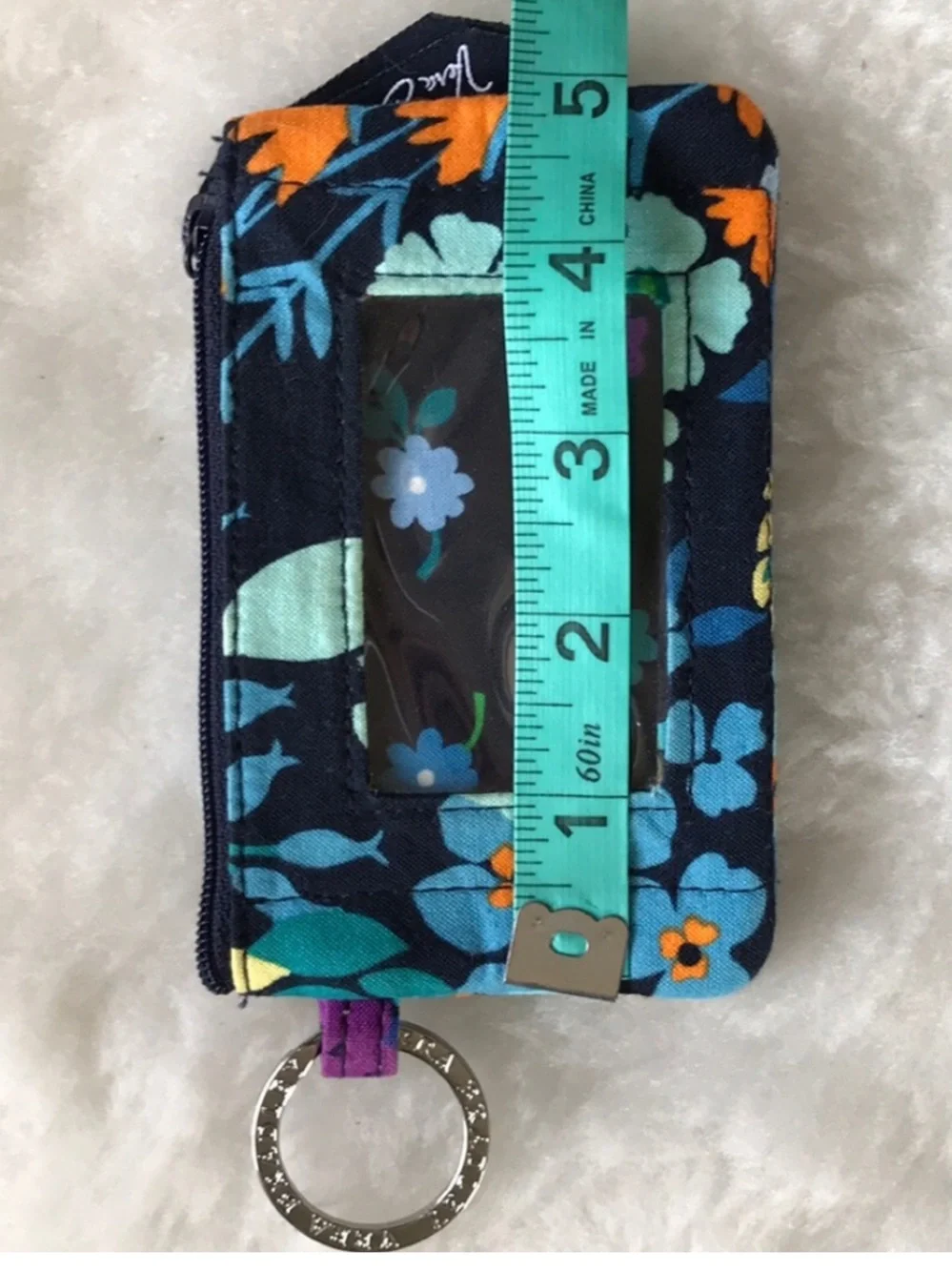 VERA BRADLEY Floral Zip ID Case key ring